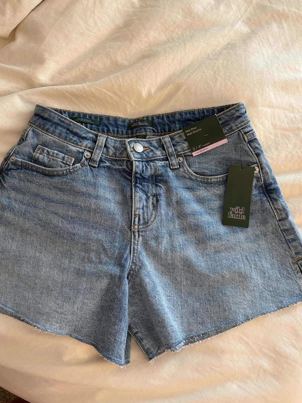wild fable Mid rise midi shorts Wash Denim Cutoff Shorts